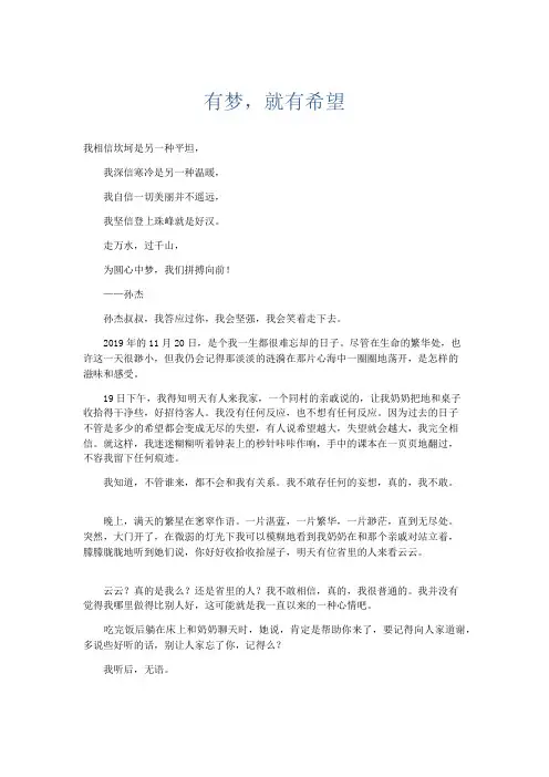 优秀作文 有梦,就有希望-精品