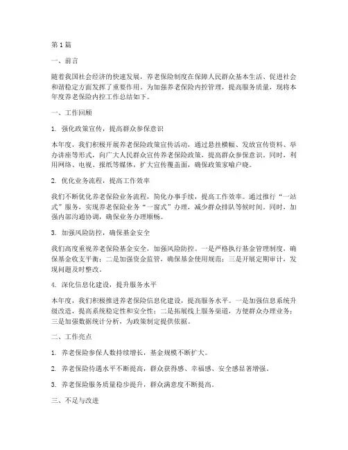 养老保险内控年度总结(3篇)