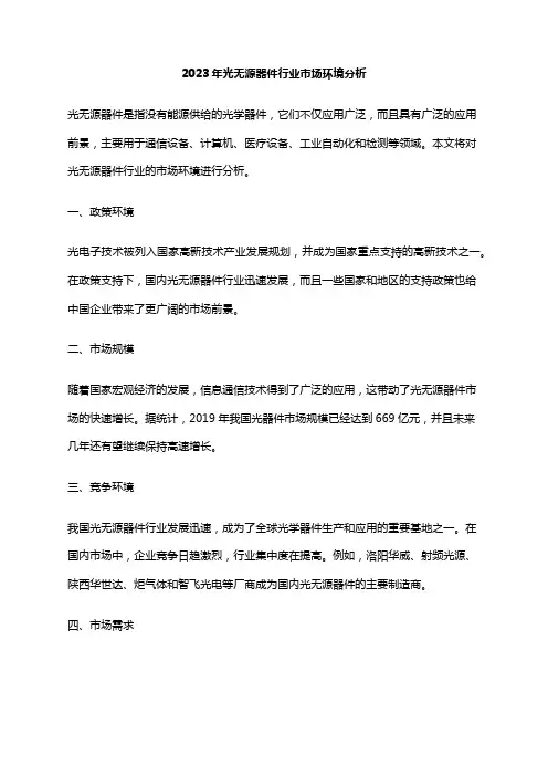 2023年光无源器件行业市场环境分析
