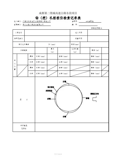 钻孔桩桩位检查记录表