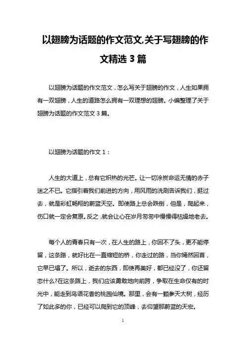 以翅膀为话题的作文范文,关于写翅膀的作文精选3篇