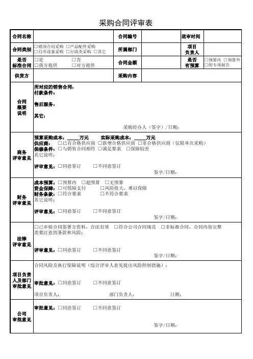 采购合同评审表