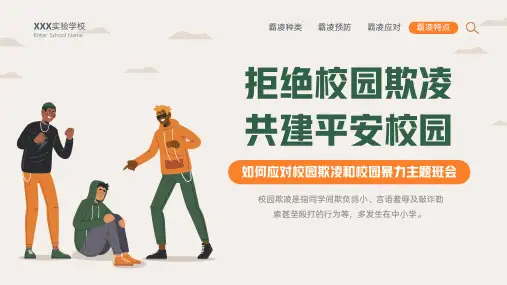 中小学拒绝校园欺凌共建和谐校园主题班会PPT