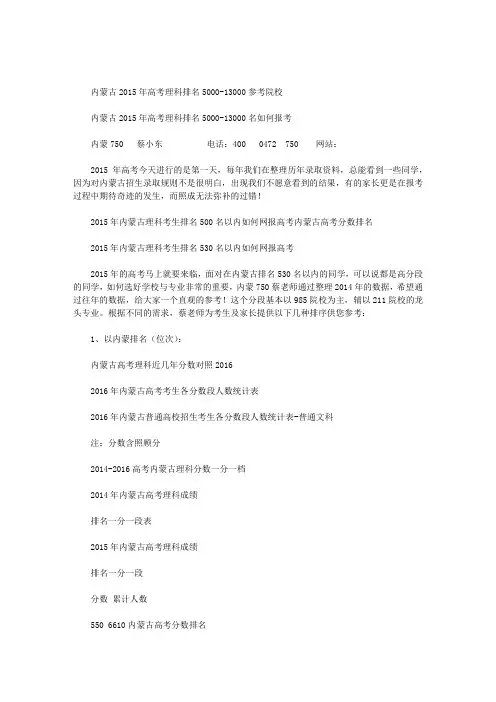 内蒙古高考分数排名