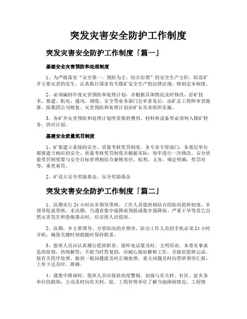 突发灾害安全防护工作制度
