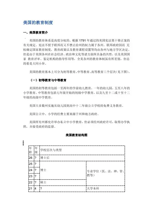 美国的教育制度