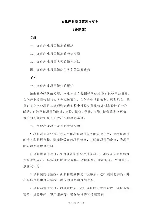 文化产业项目策划与实务