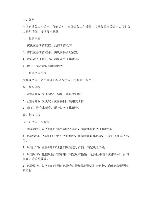 法务工作精益管理制度