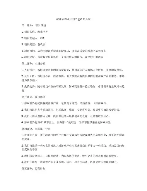 游戏店创业计划书ppt怎么做