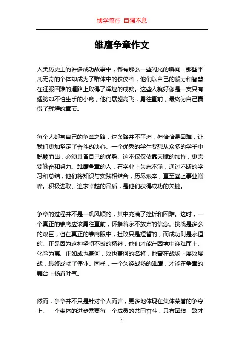 雏鹰争章作文