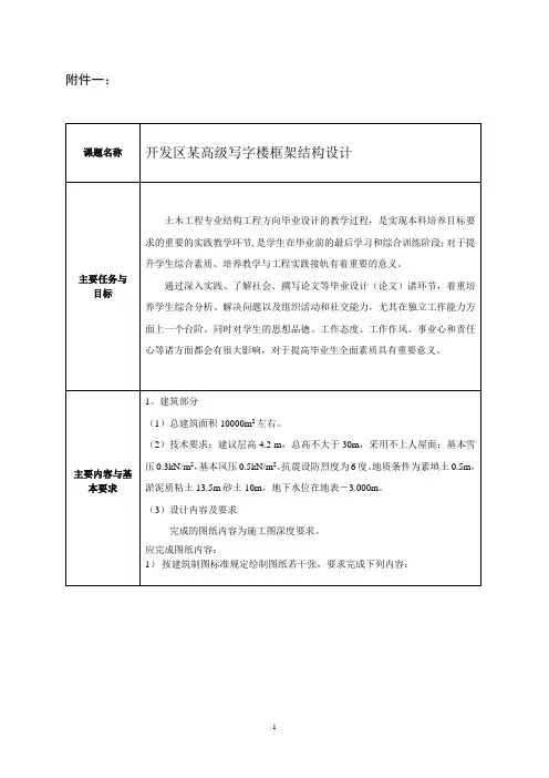 写字楼框架结构设计文献综述+开题报告+外文翻译