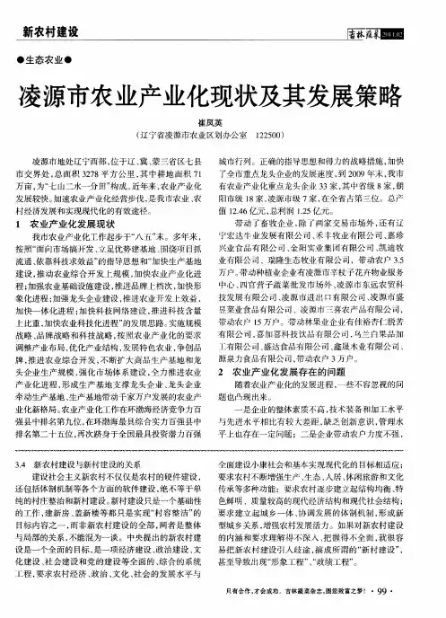 凌源市农业产业化现状及其发展策略