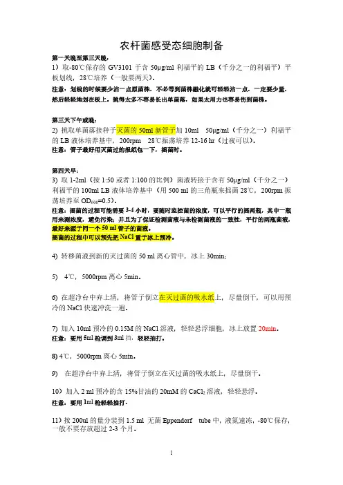 农杆菌感受态的制备方法