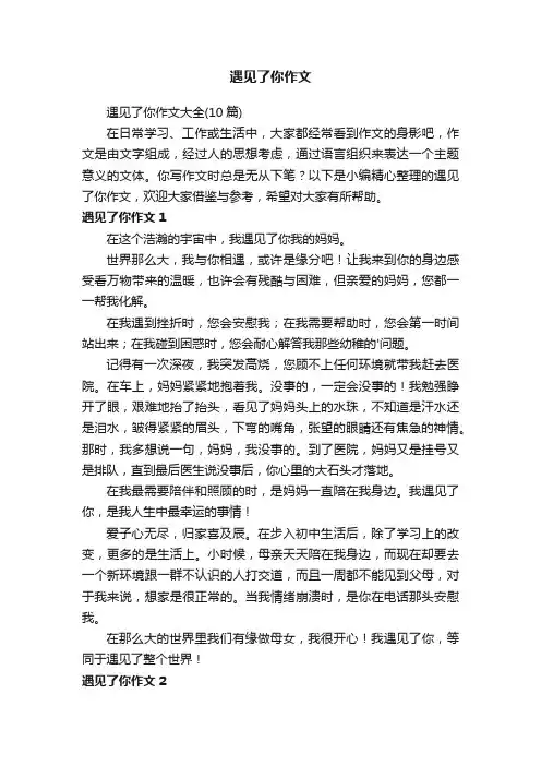 遇见了你作文大全（10篇）