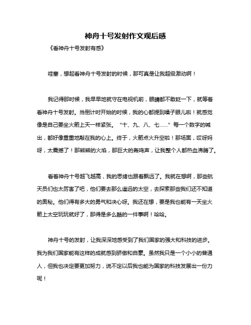 神舟十号发射作文观后感