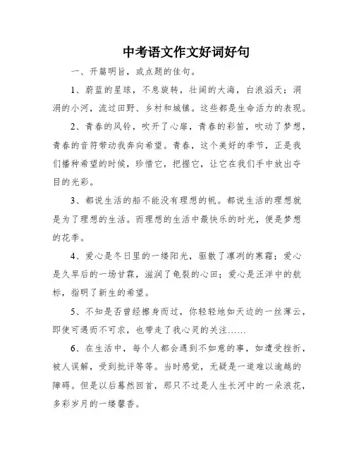 中考语文作文好词好句