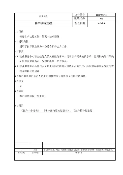 物业 前台客户接待流程