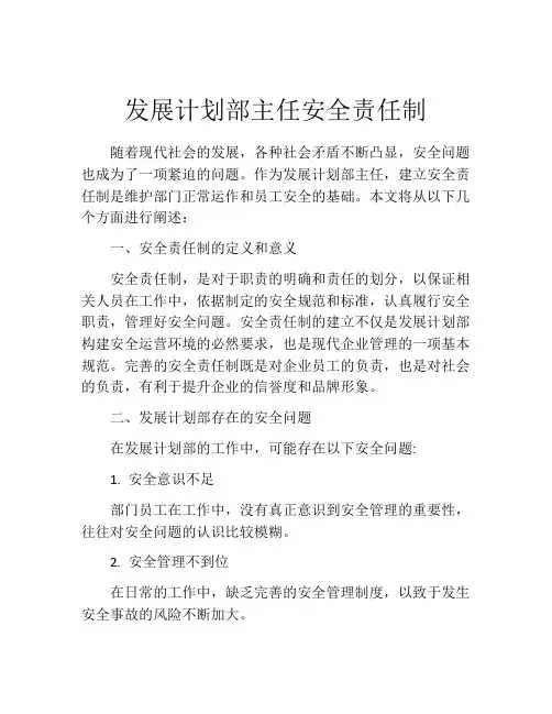 发展计划部主任安全责任制