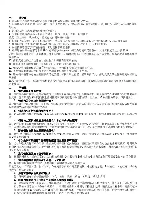 (完整word版)钢结构设计原理考试复习题要点