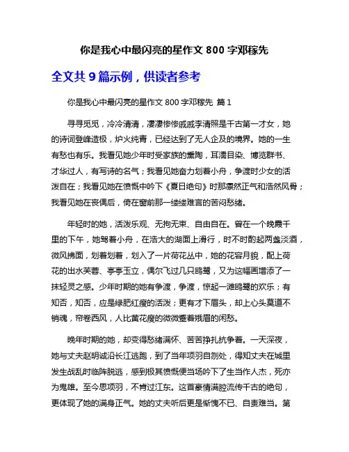 你是我心中最闪亮的星作文800字邓稼先