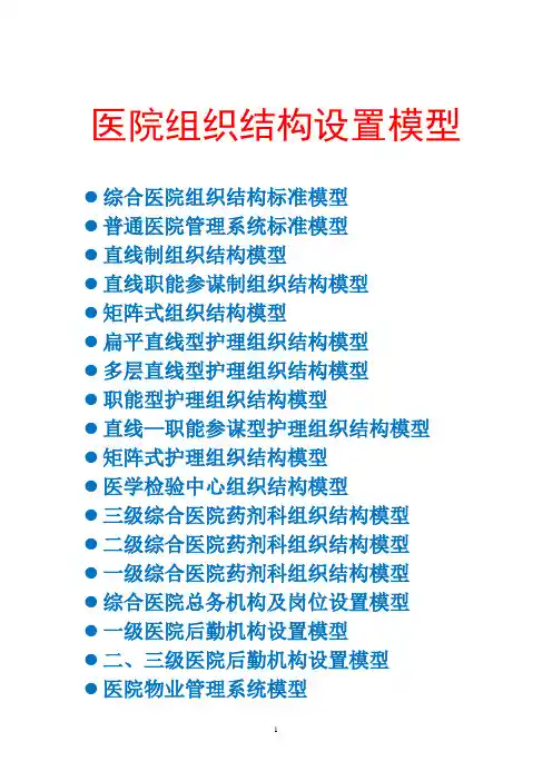 【医院管理制度】医院组织结构设置模型