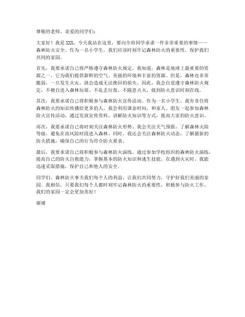 小学生森林防火安全承诺书
