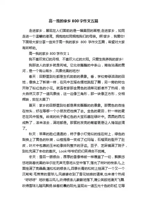 高一我的家乡800字作文五篇