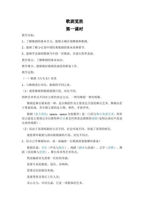 初中音乐课件【歌剧览胜 第一课时】