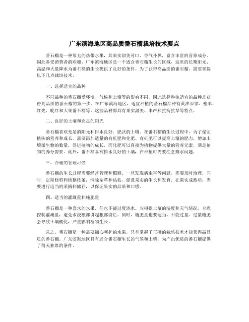 广东滨海地区高品质番石榴栽培技术要点