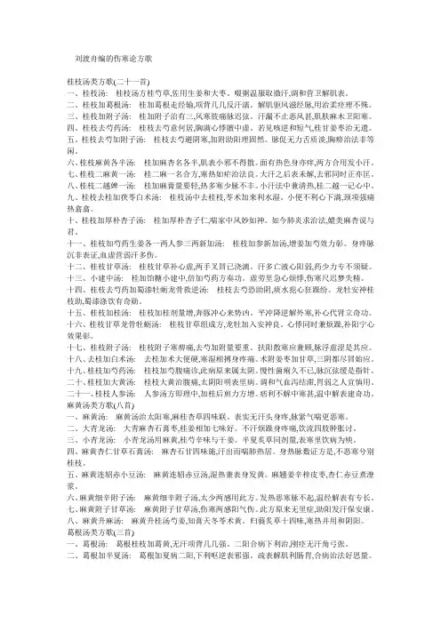 刘渡舟编的伤寒论方歌