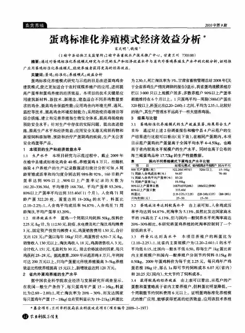 蛋鸡标准化养殖模式经济效益分析