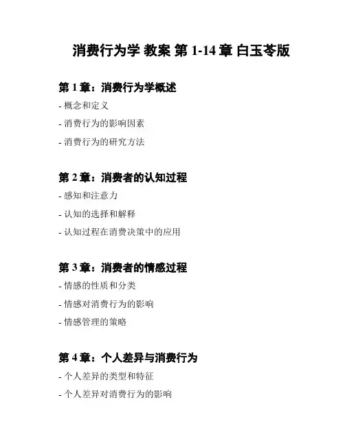 消费行为学 教案 第1-14章 白玉苓版