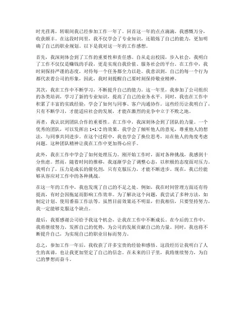 参加工作一年后感想