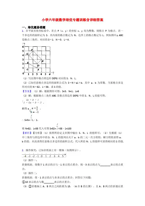 小学六年级数学培优专题训练含详细答案