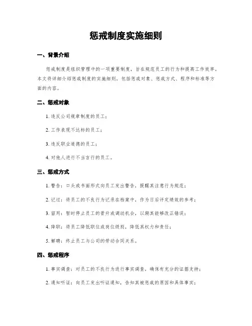 惩戒制度实施细则