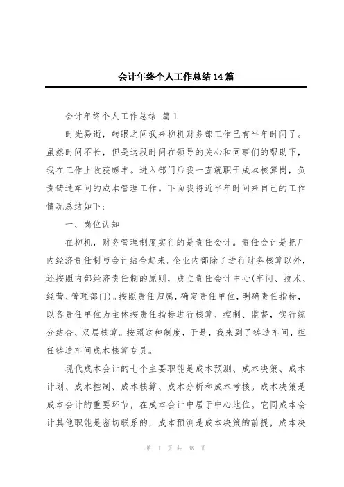 会计年终个人工作总结14篇