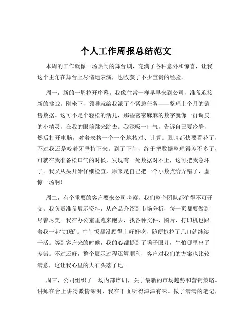 个人工作周报总结范文