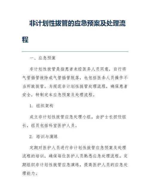 非计划性拔管的应急预案及处理流程