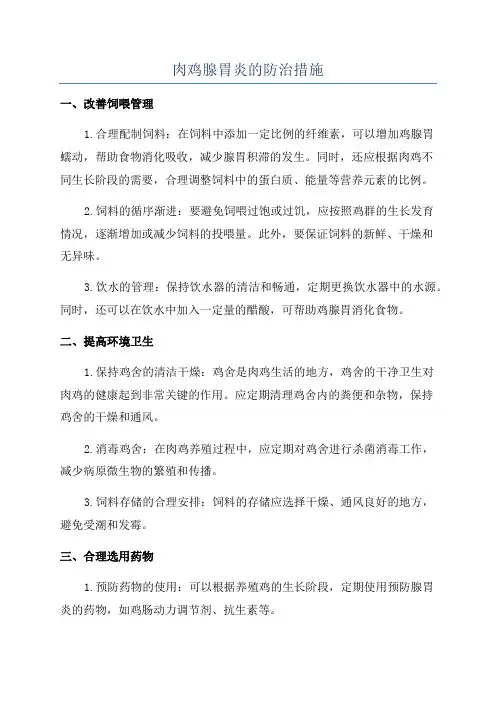 肉鸡腺胃炎的防治措施