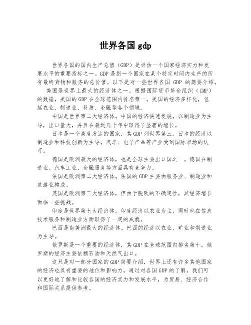 世界各国gdp