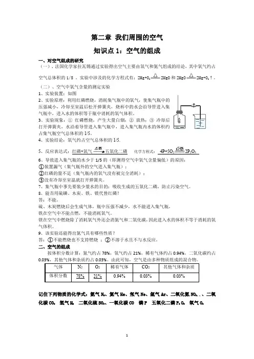 我们周围的空气 知识点