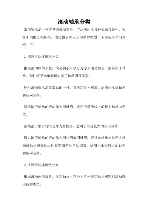 滚动轴承分类
