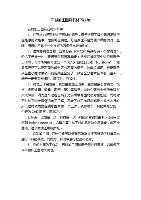 石材加工图及石材下料单