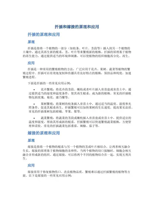扦插和嫁接的原理和应用