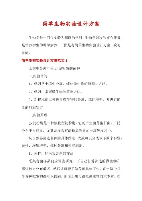 简单生物实验设计方案