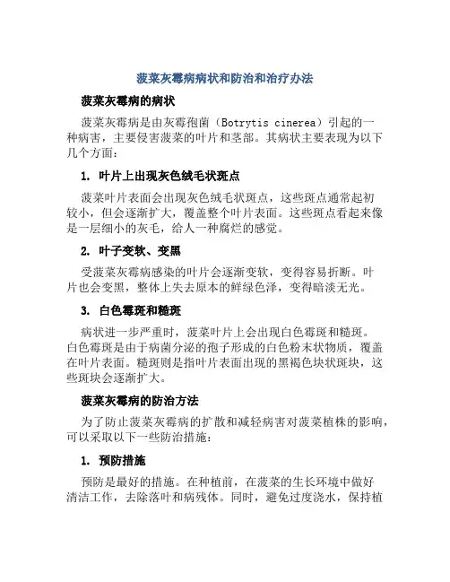 菠菜灰霉病病状和防治和治疗办法