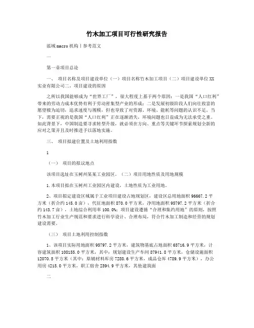 竹木加工项目可行性研究报告
