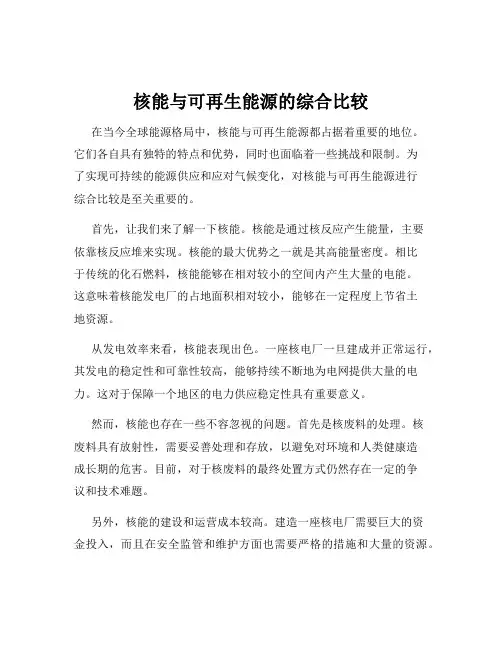 核能与可再生能源的综合比较