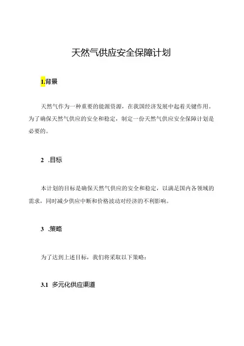 天然气供应安全保障计划