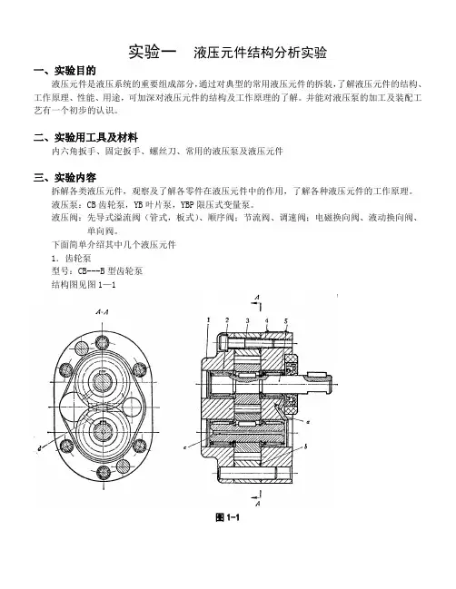 液压传动实验指导书